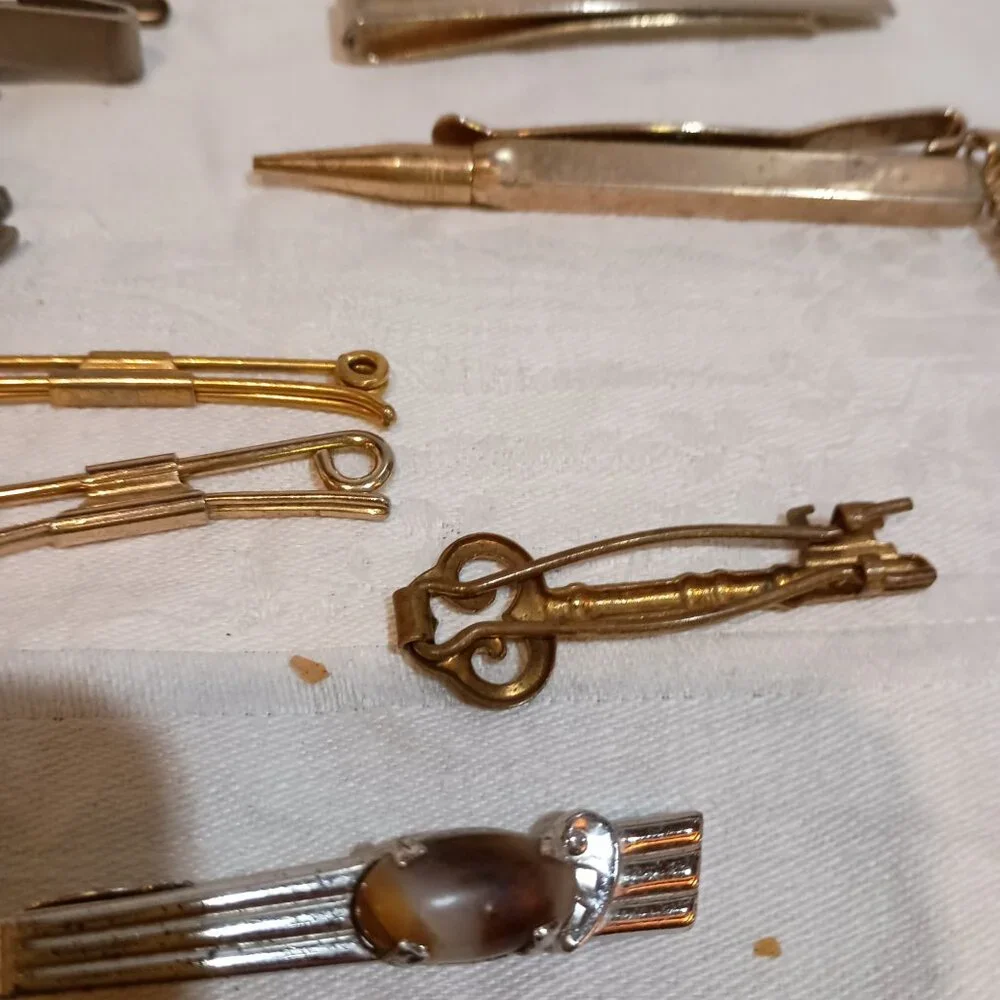 Lot of 9 Tie tacks and clips and money clips